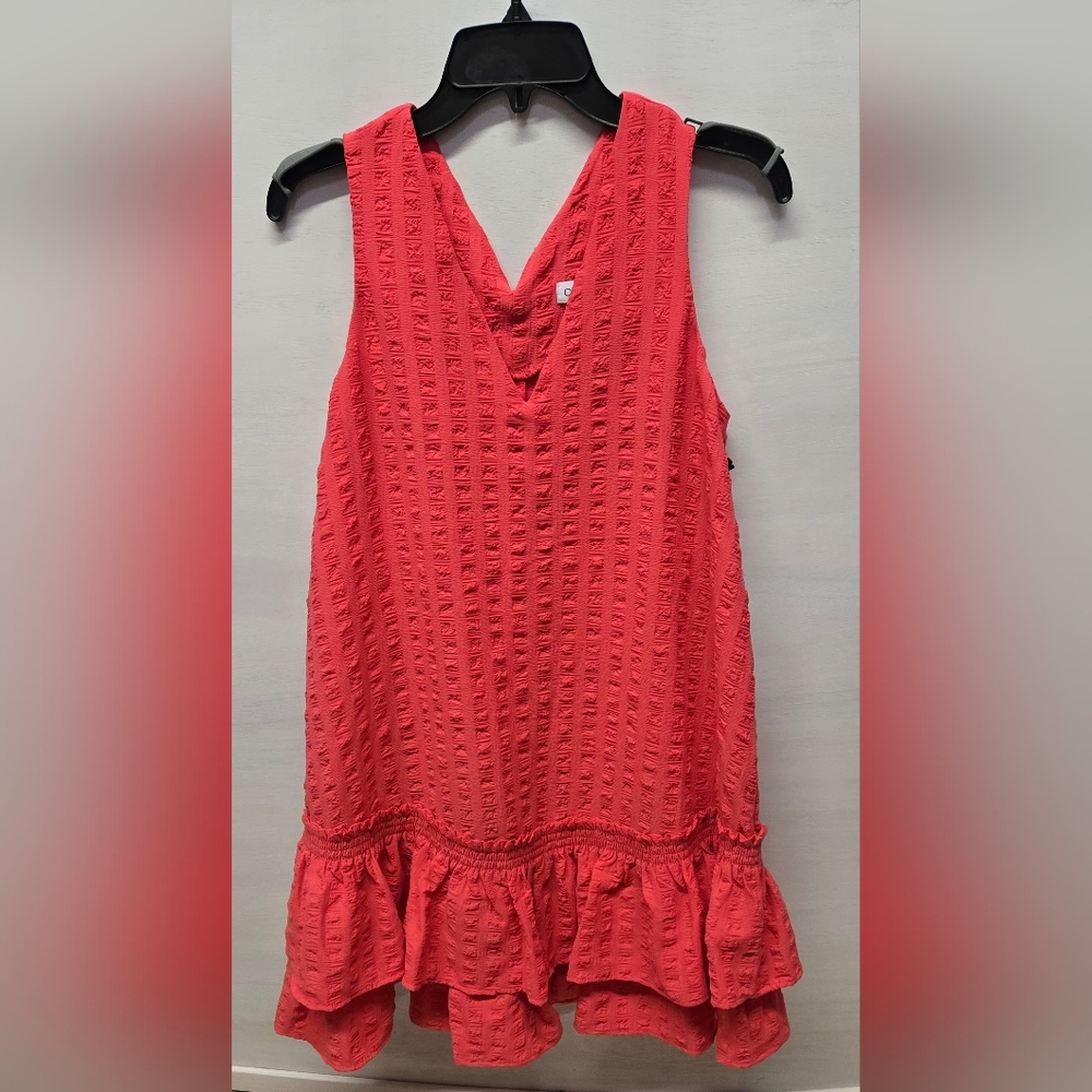 CALVINKLEIN Women's Ruffled Tunic  Dress Sleeveless Knee Length